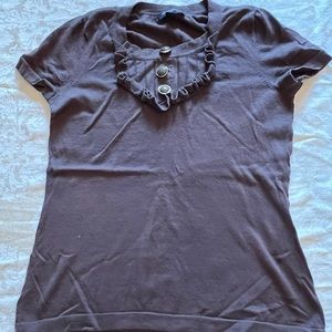 Women’s Banana Republic Brown Cotton Sweater with Button Embellished